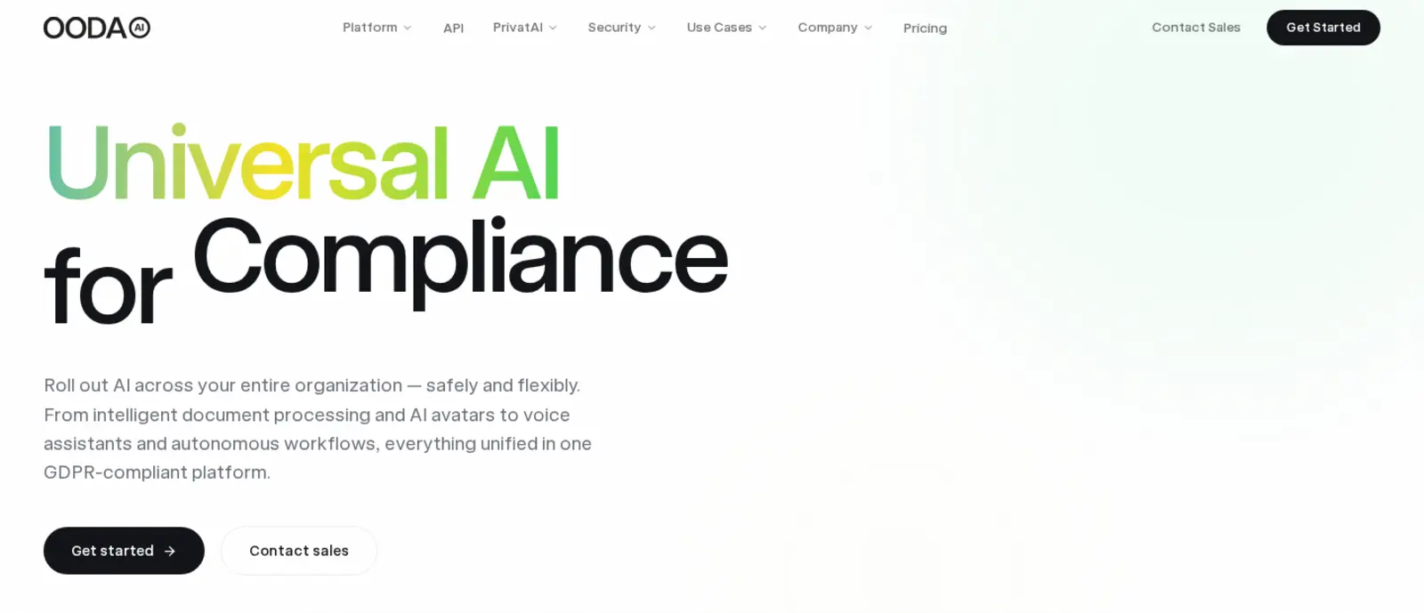 OODA AI home page: Universal AI for Compliance