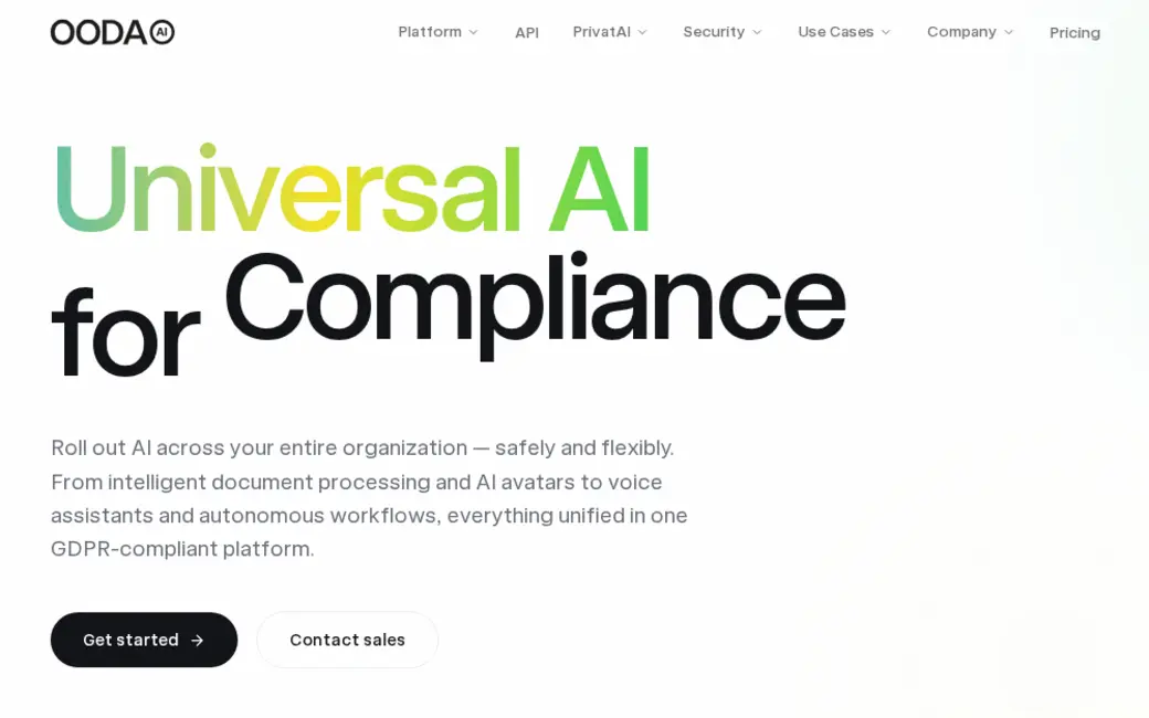 OODA AI home page - Universal AI for Compliance